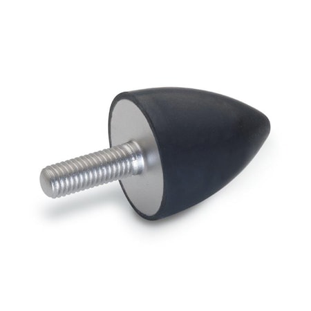 J.W. WINCO GN453.1-38-45-5/16X18-55 Rubber Bumper Cone, Stainless Threaded Stud 453.1-38-45-5/16-55